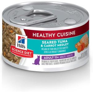 Hill’s Science Diet Healthy Cuisine, Senior Adult 11+, Great Taste, Wet Cat Food, Seared Tuna & Carrot Stew, 2.8 oz Can, Case of 24(2.8 Ounce (Pack of 24))