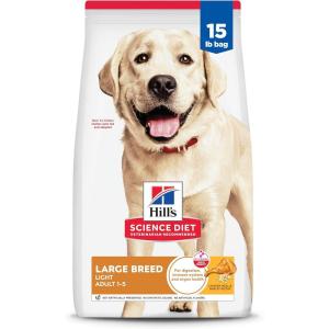 Hill’s Science Diet Large Breed Light Adult Dry Dog Food 1-5, Quality Protein for Weight Management Support, Chicken & Barley, 30 lb. Bag(Chicken & Barley)