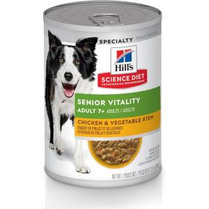 Hill’s Science Diet Senior Vitality Adult 7+ Wet Dog Food, Chicken & Vegetable Stew, 12.5 oz. Cans, 12-Pack(12.5 Ounce (Pack of 12))