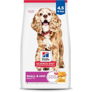 Hill’s Science Diet Small & Mini, Senior Adult 11+, Small & Mini Breeds Senior Premium Nutrition, Dry Dog Food, Chicken, Brown Rice & Barley, 4.5 lb Bag(Chicken  Brown Rice & Barley)