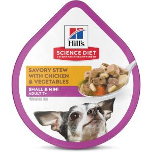 Hill’s Science Diet Small & Mini, Senior Adult 7+, Small & Mini Breeds Senior Premium Nutrition, Wet Dog Food, Chicken & Vegetables Stew, 3.5 oz Tray, Case of 12(Chicken & Vegetables Stew)