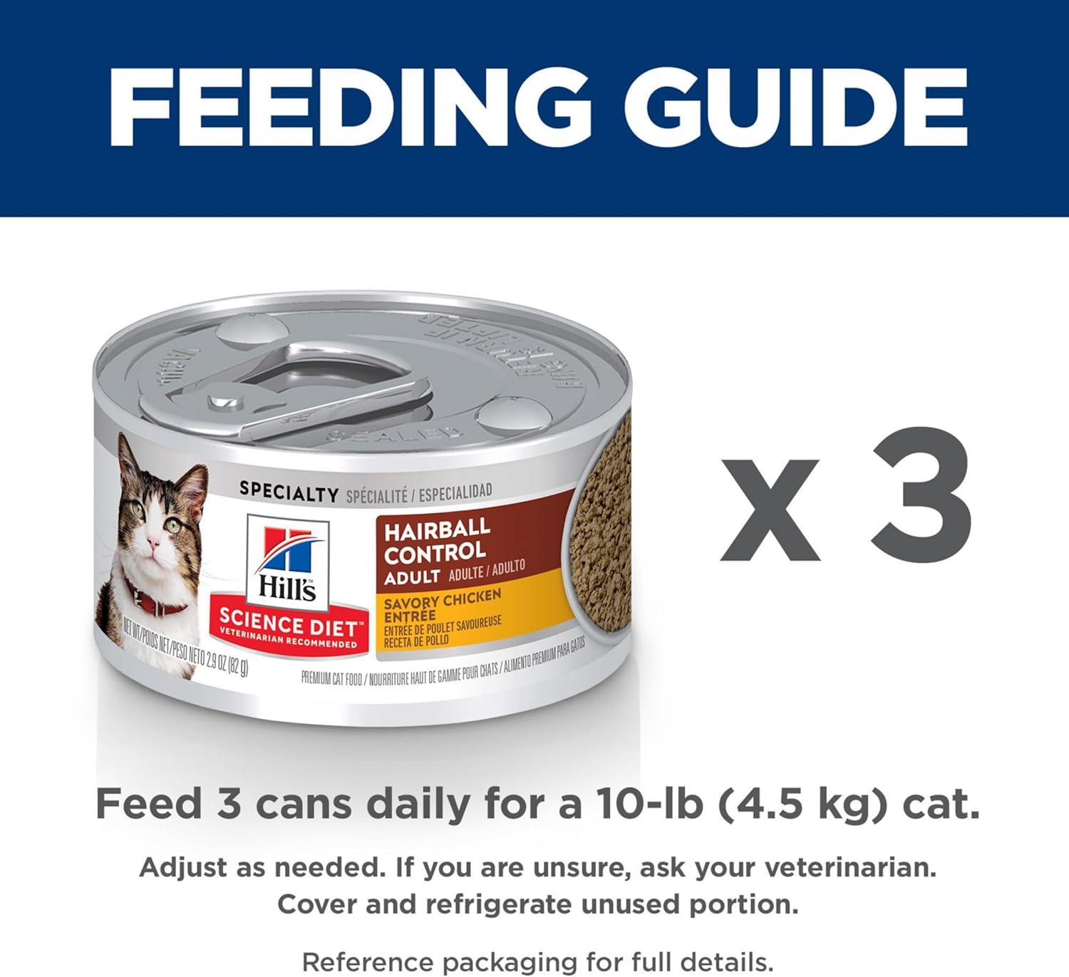 imageHills Science Diet Hairball Control Adult 16 Hairball Control Support Wet Cat Food Chicken Minced 55 oz Can Case of 24Chicken Minced