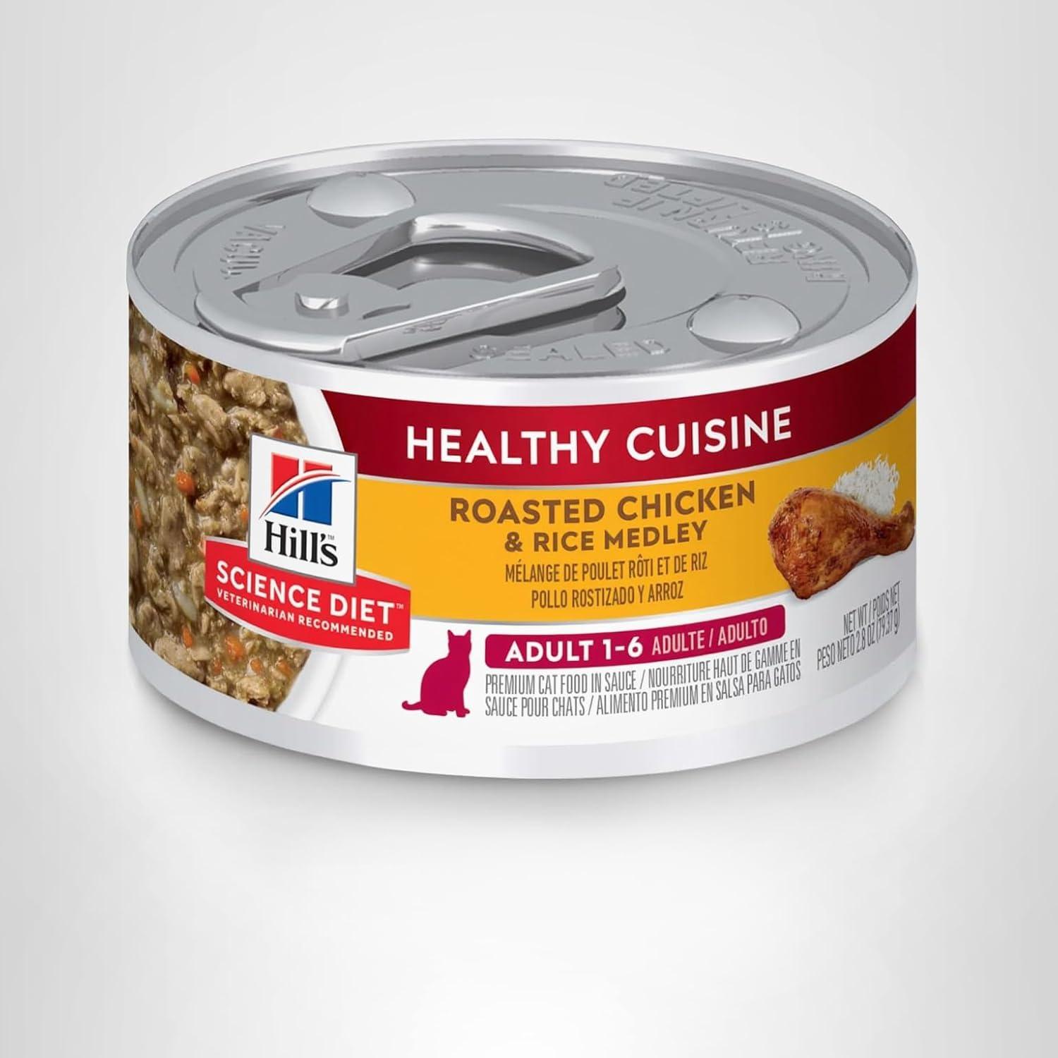 imageHills Science Diet Healthy Cuisine Adult 16 Great Taste Wet Cat Food Roasted chicken amp Rice Stew 28 oz Can Case of 24Roasted chicken Rice Stew