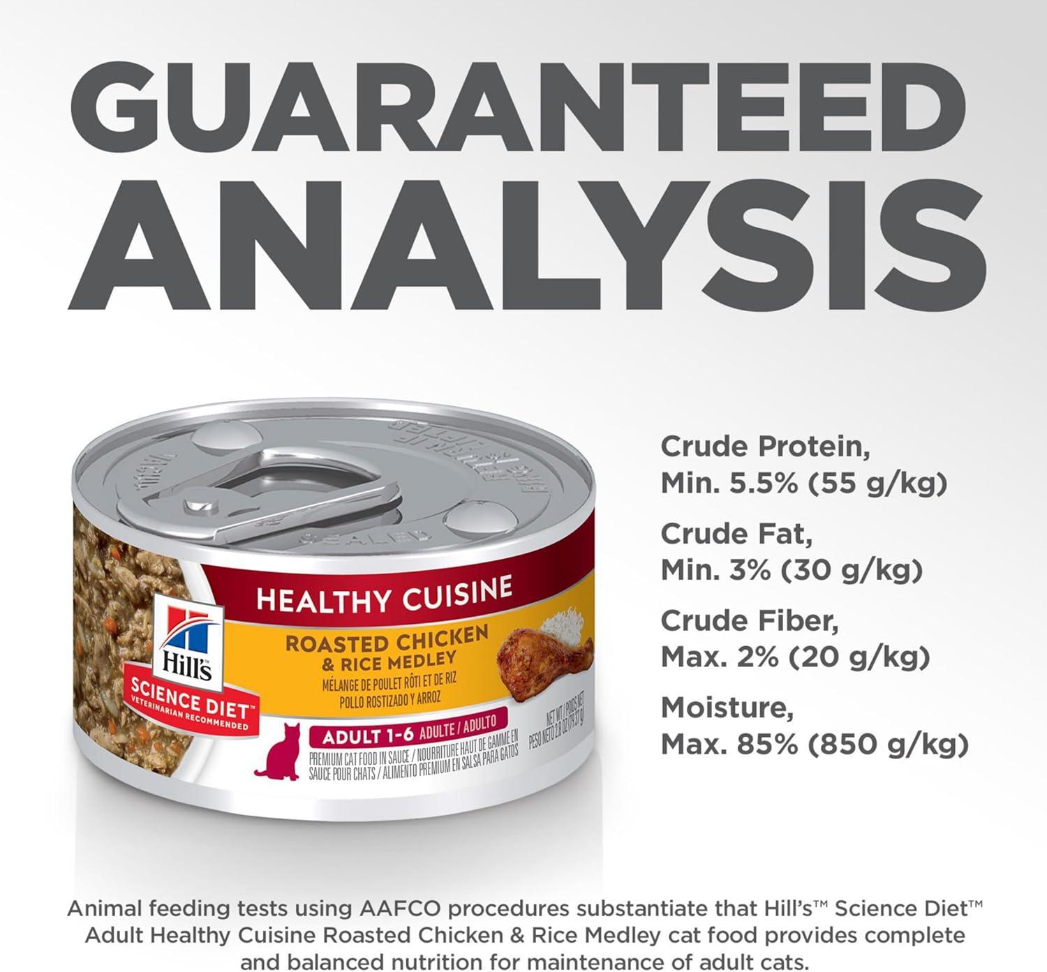 imageHills Science Diet Healthy Cuisine Adult 16 Great Taste Wet Cat Food Roasted chicken amp Rice Stew 28 oz Can Case of 24Roasted chicken Rice Stew