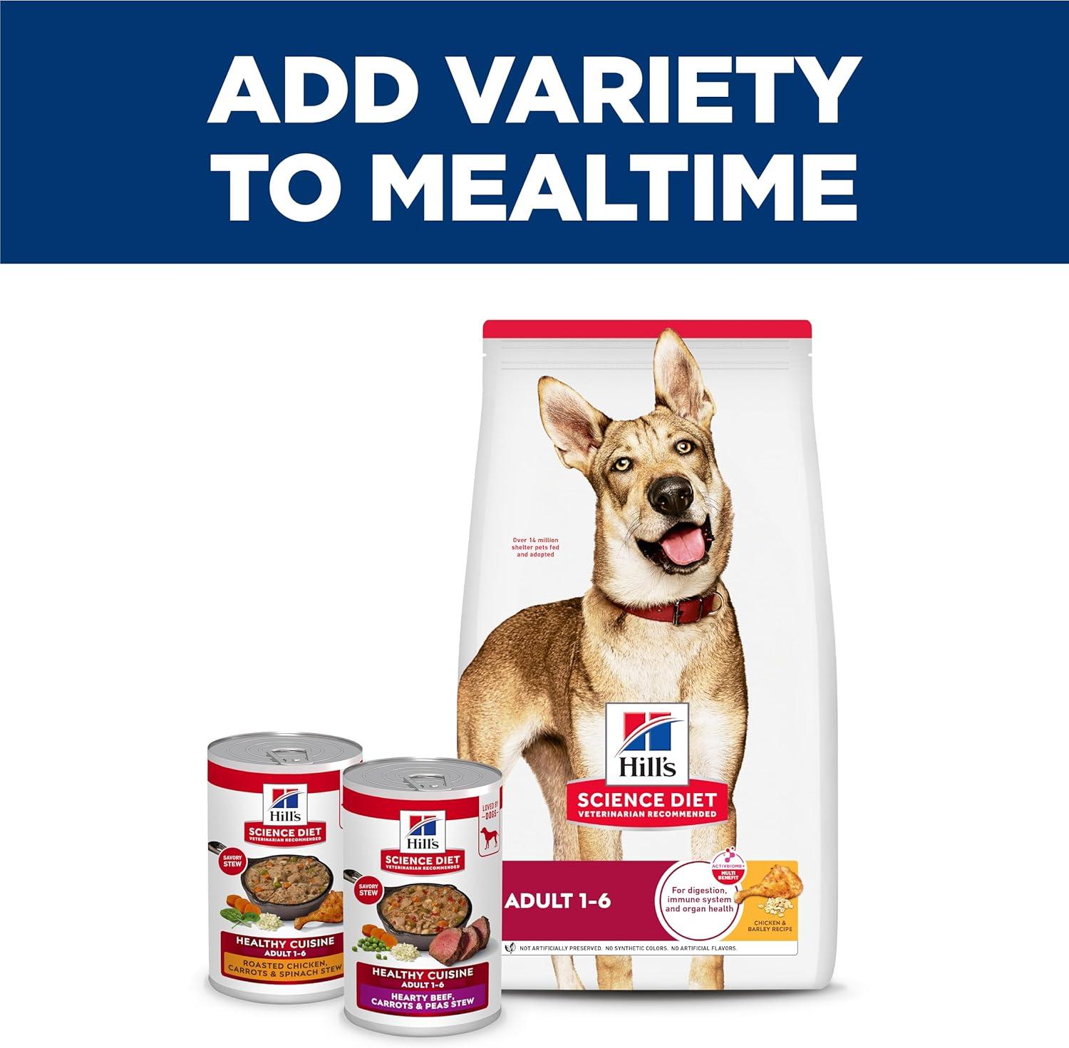 imageHills Science Diet Healthy Cuisine Adult 16 Great Taste Wet Dog Food Variety Pack Roasted Chicken Carrots amp Spinach Braised Beef Carrots amp Peas Stew 125 oz Can Variety Pack Case of 12Braised Beef Carrots Peas Stew