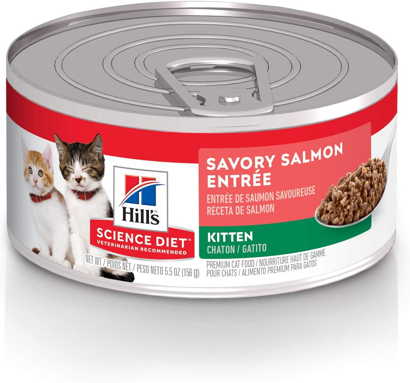 imageHills Science Diet Kitten Kitten Premium Nutrition Wet Cat Food Liver amp Chicken Minced 55 oz Can Case of 24Salmon Minced