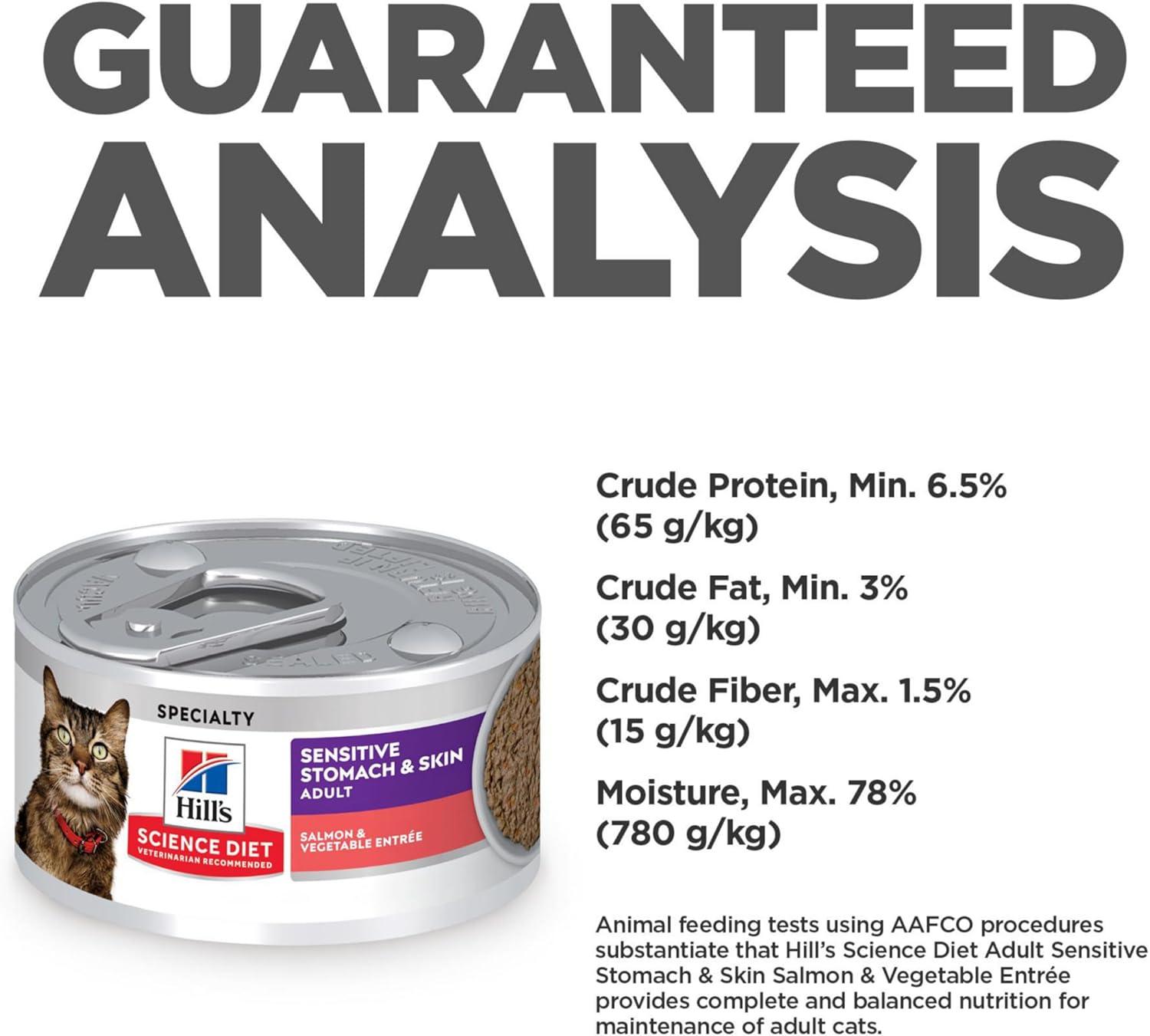 imageHills Science Diet Sensitive Stomach amp Skin Adult 16 Stomach amp Skin Sensitivity Support Wet Cat Food Salmon amp Vegetables Minced 29 oz Can Case of 24Salmon Vegetables Minced