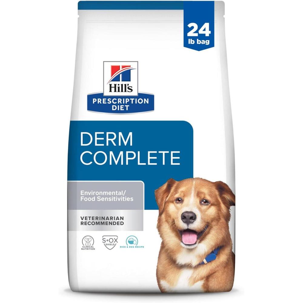 imageHills Prescription Diet Derm Complete Skin amp Food Sensitivities Dry Dog Food Rice amp Egg Recipe Veterinary Diet 24 lb Bag24 Pound Pack of 1