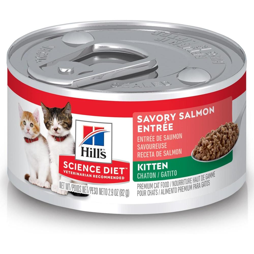 imageHills Science Diet Kitten Kitten Premium Nutrition Wet Cat Food Liver amp Chicken Minced 55 oz Can Case of 24Salmon Minced