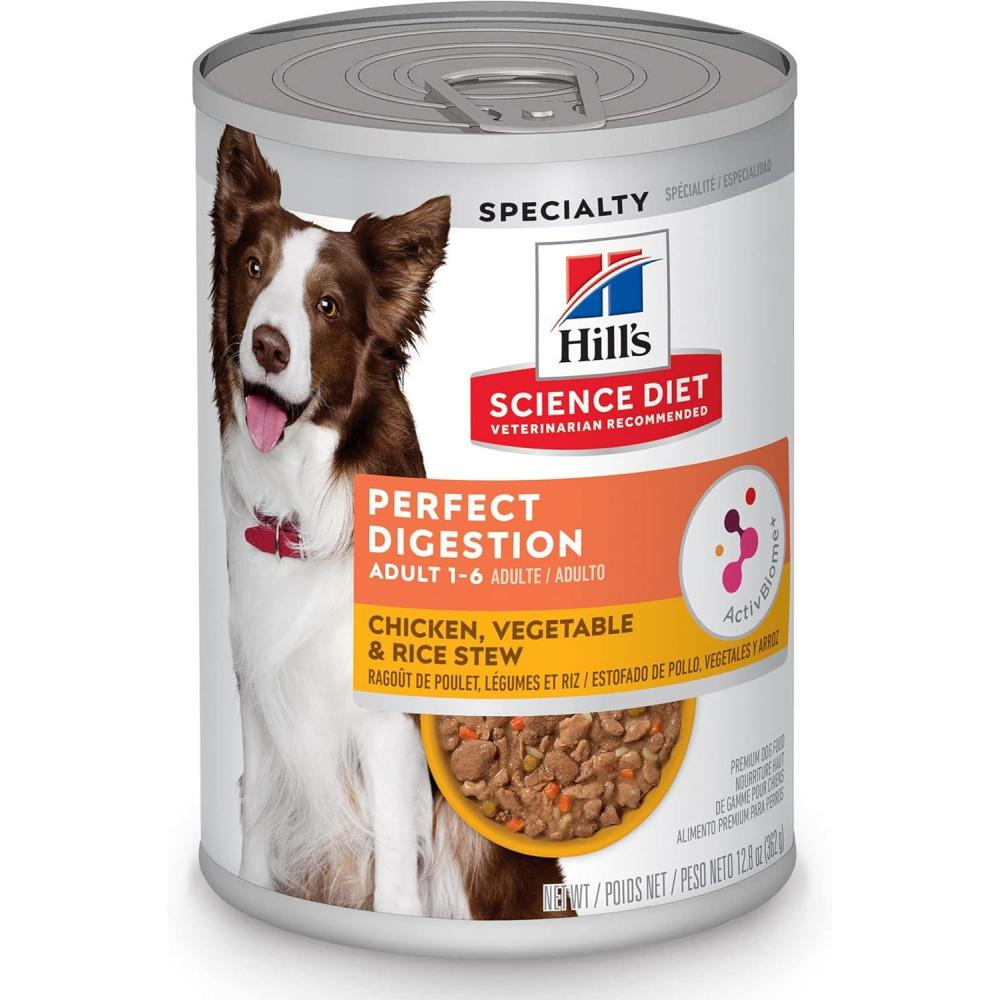 imageHills Science Diet Perfect Digestion Adult 16 Digestive Support Wet Dog Food Chicken amp Rice Loaf 128 oz Can Case of 12Chicken  Vegetable  Rice Stew