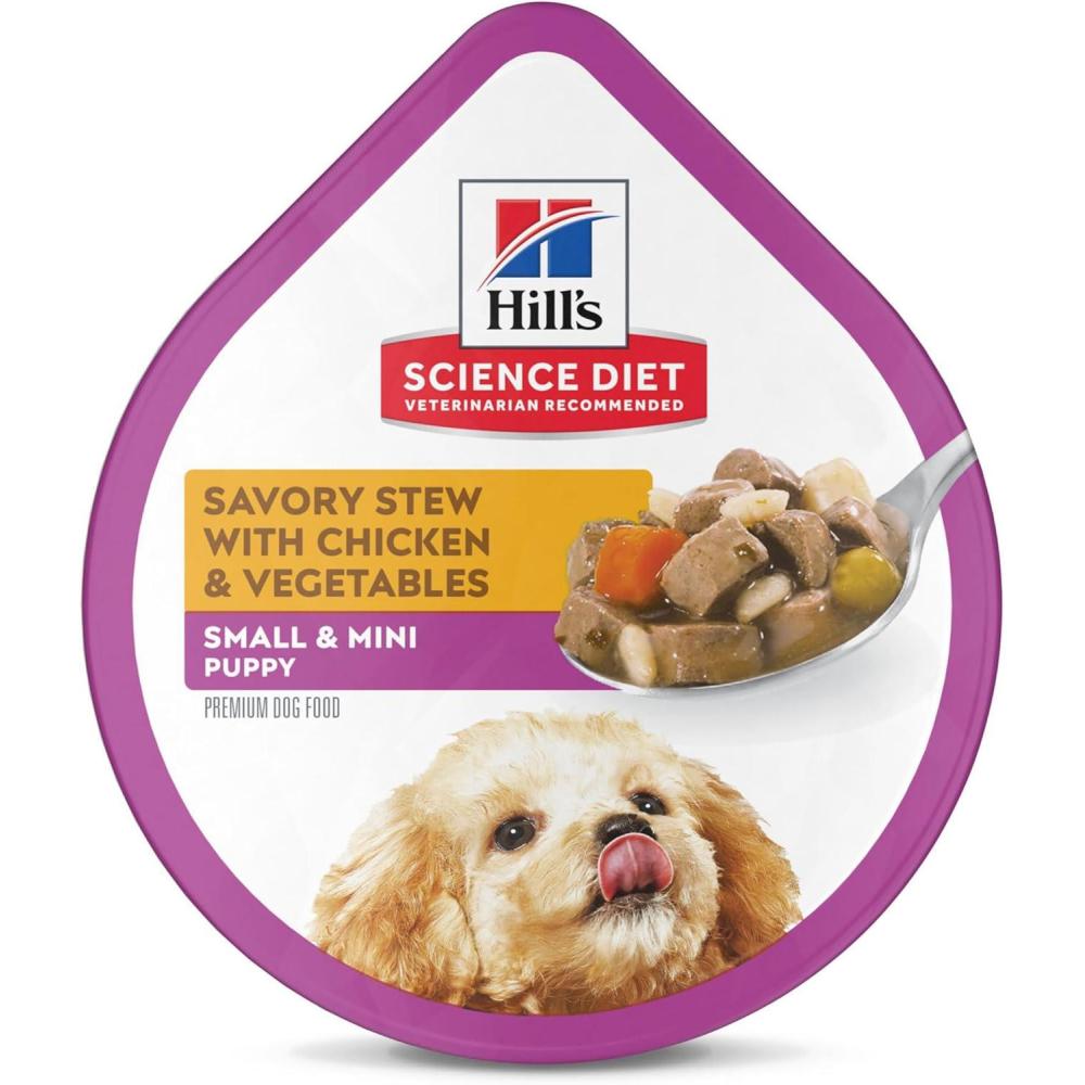 imageHills Science Diet Puppy Small amp Mini Breeds Wet Dog Food Beef amp Barley Loaf 58 oz Cans 24PackChicken  Vegetables Stew