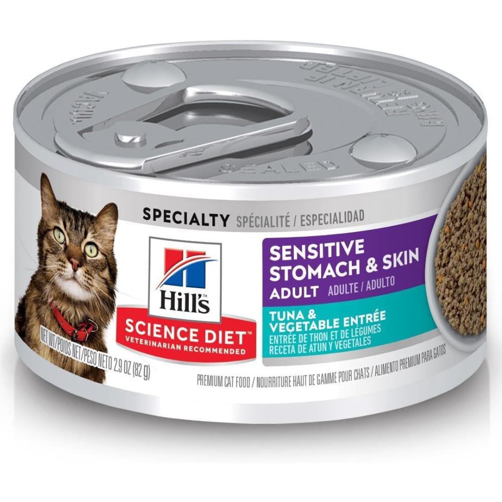 imageHills Science Diet Sensitive Stomach amp Skin Adult 16 Stomach amp Skin Sensitivity Support Wet Cat Food Salmon amp Vegetables Minced 29 oz Can Case of 24Tuna Vegetables Minced