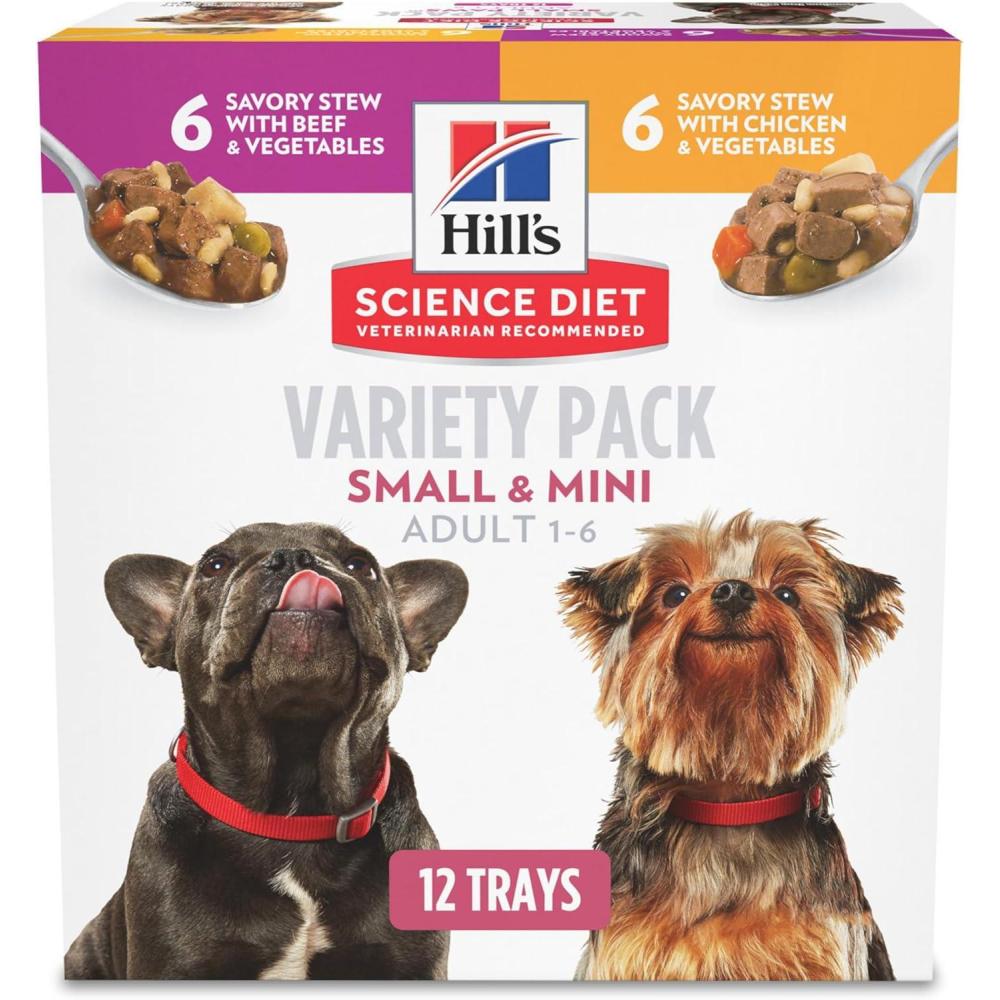 imageHills Science Diet Small amp Mini Adult 16 Small amp Mini Breeds Premium Nutrition Wet Dog Food Variety Pack Chicken amp Vegetables Salmon amp Vegetables Stew 35 oz Tray Variety Pack Case of 1235 Ounce Pack of 12