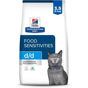 Hill’s Prescription Diet d/d Skin/Food Sensitivities Venison & Green Pea Formula Dry Cat Food, Veterinary Diet, 3.5 lb. Bag(Duck & Green Pea)