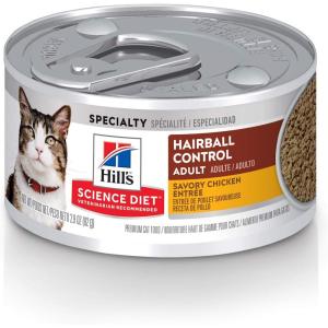 Hill’s Science Diet Hairball Control, Adult 1-6, Hairball Control Support, Wet Cat Food, Chicken Minced, 5.5 oz Can, Case of 24(Chicken Minced)