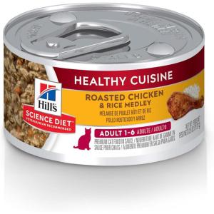 Hill’s Science Diet Healthy Cuisine, Adult 1-6, Great Taste, Wet Cat Food, Roasted chicken & Rice Stew, 2.8 oz Can, Case of 24(Roasted chicken & Rice Stew)