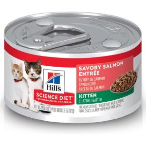 Hill’s Science Diet Kitten, Kitten Premium Nutrition, Wet Cat Food, Liver & Chicken Minced, 5.5 oz Can, Case of 24(Salmon Minced)
