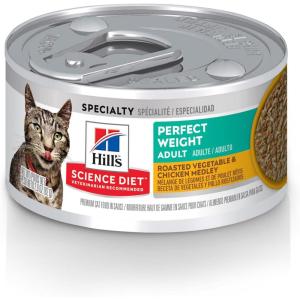 Hill’s Science Diet Perfect Weight, Adult 1-6, Weight Management Support, Wet Cat Food, Chicken & Roasted Vegetables Stew, 2.9 oz Can, Case of 24(Chicken & Roasted Vegetables Stew)