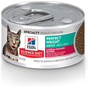 Hill’s Science Diet Perfect Weight, Adult 1-6, Weight Management Support, Wet Cat Food, Chicken & Roasted Vegetables Stew, 2.9 oz Can, Case of 24(Liver & Chicken Minced)