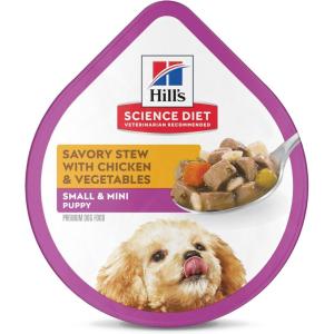 Hill’s Science Diet Puppy Small & Mini Breeds Wet Dog Food, Beef & Barley Loaf, 5.8 oz. Cans, 24-Pack(Chicken & Vegetables Stew)