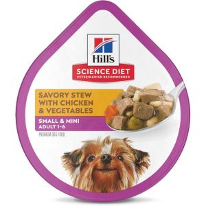 Hill’s Science Diet Small & Mini, Adult 1-6, Small & Mini Breeds Premium Nutrition, Wet Dog Food, Chicken & Vegetables Stew, 3.5 oz Tray, Case of 12