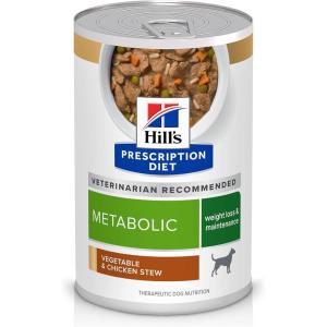 Hill’s Prescription Diet Metabolic Weight Management Chicken Flavor Wet Dog Food, Veterinary Diet, 13 oz. Cans, 12-Pack(Vegetable & Chicken Stew)