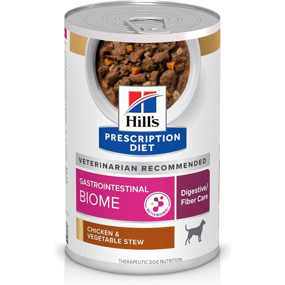 imageHills Prescription Diet Gastrointestinal Biome DigestiveFiber Care Chicken amp Vegetable Stew Wet Dog Food Veterinary Diet 125 oz Cans 12Pack