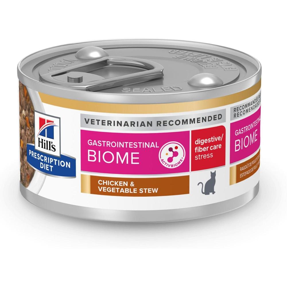 imageHills Prescription Diet Gastrointestinal Biome DigestiveFiber Care Chicken amp Vegetable Stew Wet Cat Food Veterinary Diet 29 oz Cans 24Pack