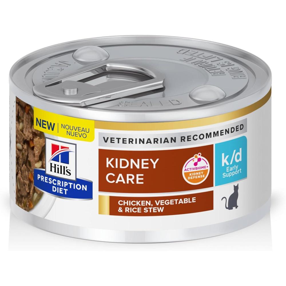 imageHills Prescription Diet kd Kidney Care with Tuna Wet Cat Food Veterinary Diet 55 oz Cans 24PackChicken  Vegetable  Rice Stew