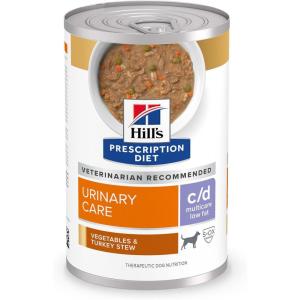 Hill’s Prescription Diet c/d Multicare Low Fat Wet Dog Food, Vegetables & Turkey Stew, 12.5 oz. Cans, 12-Pack