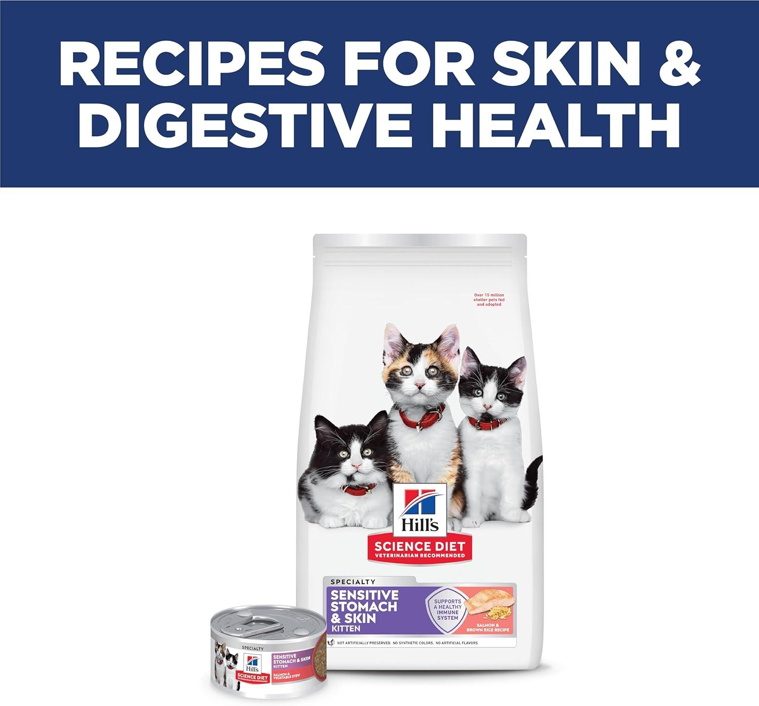 imageHills Science Diet Sensitive Stomach amp Skin Kitten Stomach amp Skin Sensitivity Support Dry Cat Food Salmon amp Brown Rice 6 lb BagSalmon Brown Rice