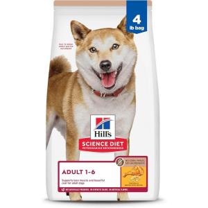 Hill’s Science Diet Adult 1-6, Adult 1-6 Premium Nutrition, Dry Dog Food, No Corn, Wheat, Soy Chicken & Brown Rice, 30 lb Bag(No Corn  Wheat  Soy Chicken & Brown Rice)