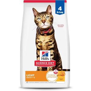 Hill’s Science Diet Light, Adult 1-6, Weight Management Support, Dry Cat Food, Chicken Recipe, 7 lb Bag(Chicken)