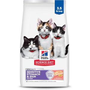 Hill’s Science Diet Sensitive Stomach & Skin, Kitten, Stomach & Skin Sensitivity Support, Dry Cat Food, Salmon & Brown Rice, 6 lb Bag(Salmon & Brown Rice)