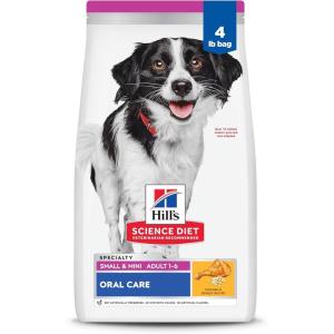 Hill’s Science Diet Oral Care, Adult 1-6, Small & Mini Breeds Plaque & Tartar Buildup Support, Dry Dog Food, Chicken, Rice, & Barley, 12.5 lb Bag(Chicken  Rice  & Barley)