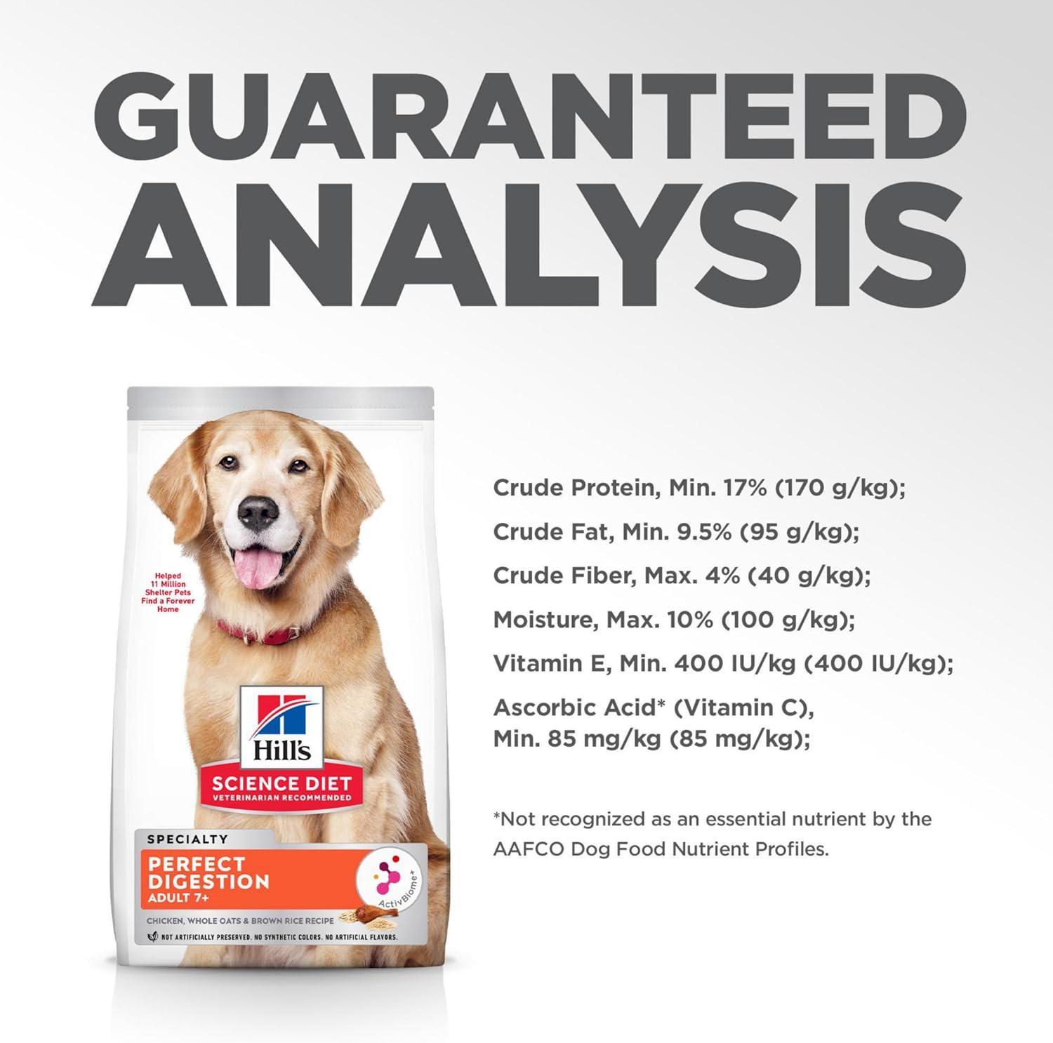 imageHills Science Diet Perfect Digestion Senior Adult 7 Digestive Support Dry Dog Food Chicken Brown Rice amp Whole Oats 12 lb Bag