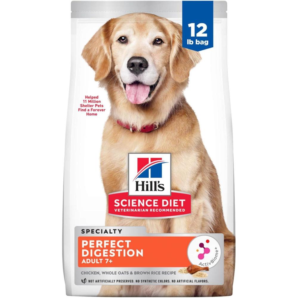 imageHills Science Diet Perfect Digestion Senior Adult 7 Digestive Support Dry Dog Food Chicken Brown Rice amp Whole Oats 12 lb Bag