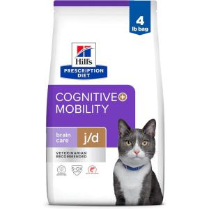 Hill’s Prescription Diet Brain Care + j/d Joint Care Feline Dry Cat Food with Salmon, 4 lb Bag