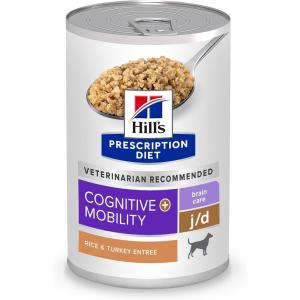 Hill’s Prescription Diet Brain Care + j/d Joint Care Rice & Turkey Wet Dog Food, 12 x 13 oz case