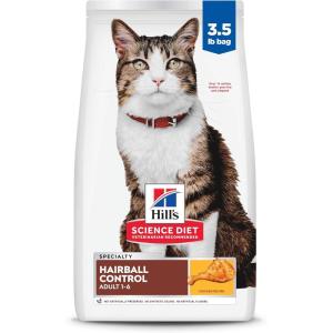 Hill’s Science Diet Hairball Control, Adult 1-6, Hairball Control Support, Dry Cat Food, Chicken Recipe, 7 lb Bag(Chicken)