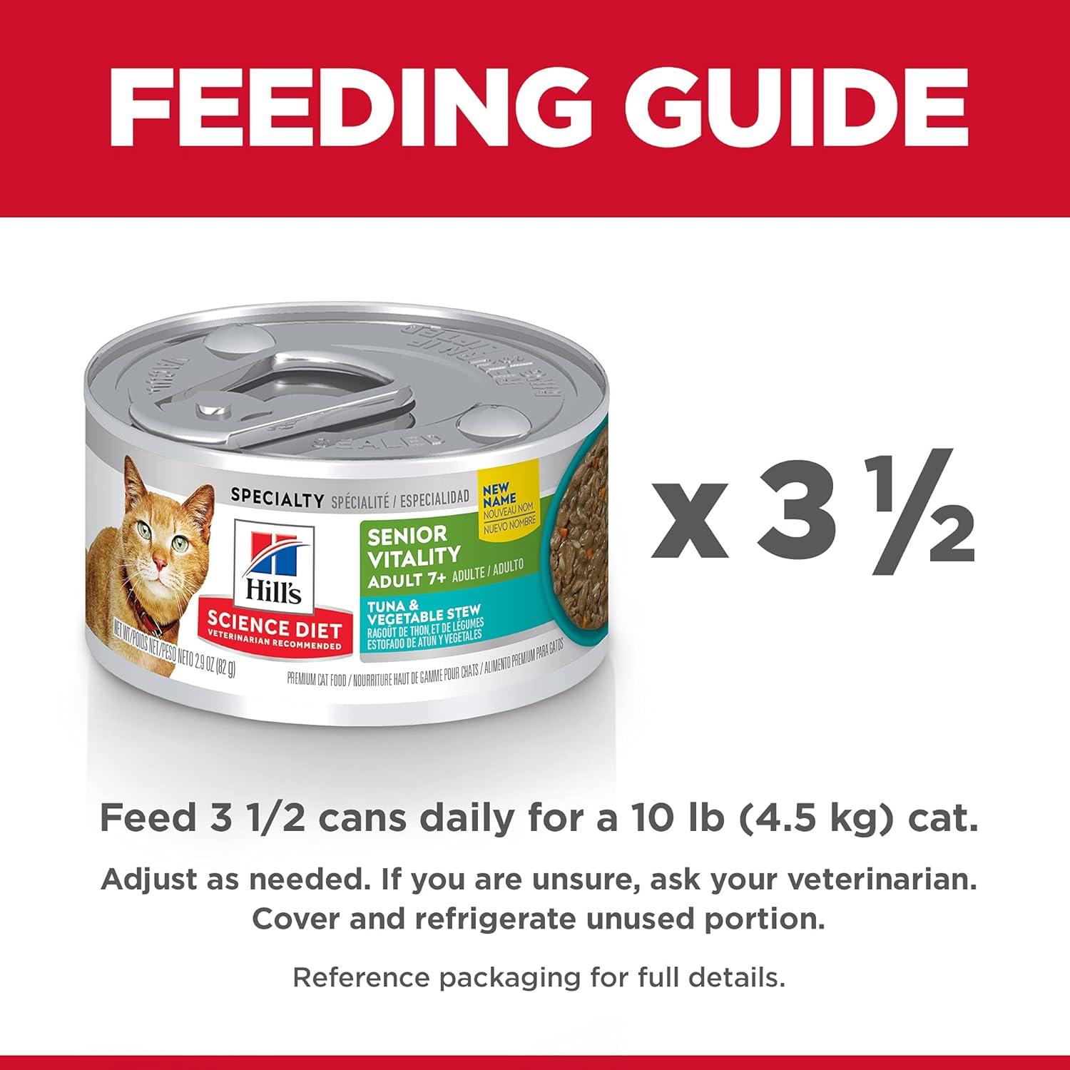 imageHills Science Diet Adult 7 Senior Vitality Wet Cat Food Tuna amp Vegetable Entree 29 oz Cans 24Pack