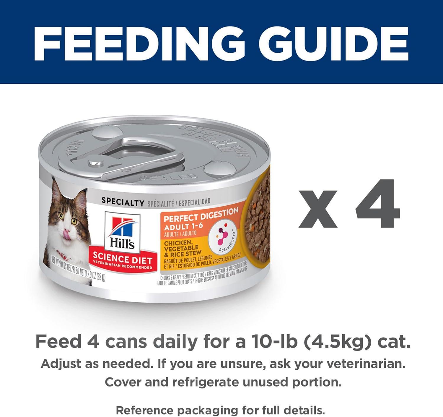 imageHills Science Diet Perfect Digestion Adult 16 Digestive Support Wet Cat Food Chicken Vegetables amp Rice Stew 29 oz Can Case of 2429 Ounce Pack of 24