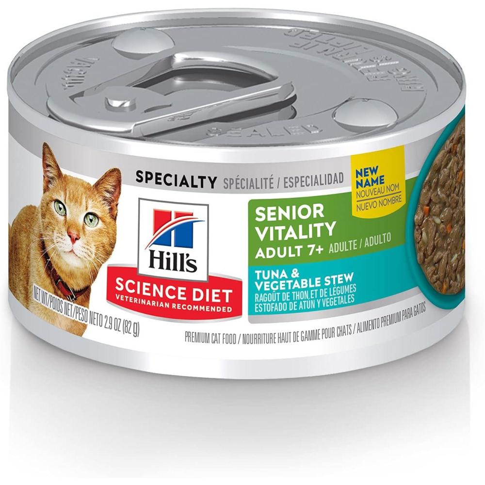 imageHills Science Diet Adult 7 Senior Vitality Wet Cat Food Tuna amp Vegetable Entree 29 oz Cans 24Pack