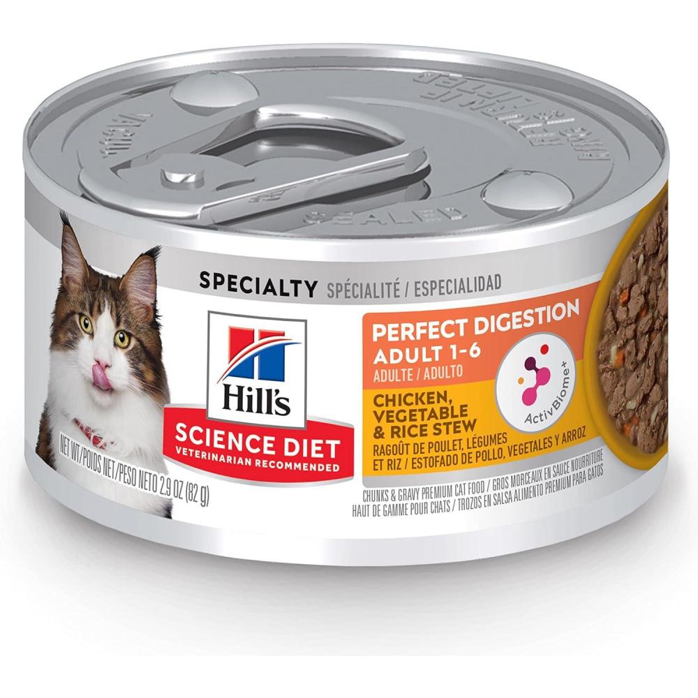 imageHills Science Diet Perfect Digestion Adult 16 Digestive Support Wet Cat Food Chicken Vegetables amp Rice Stew 29 oz Can Case of 2429 Ounce Pack of 24