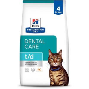 Hill’s Prescription Diet t/d Dental Care Chicken Flavor Dry Cat Food, Veterinary Diet, 8.5 lb. Bag(Chicken)