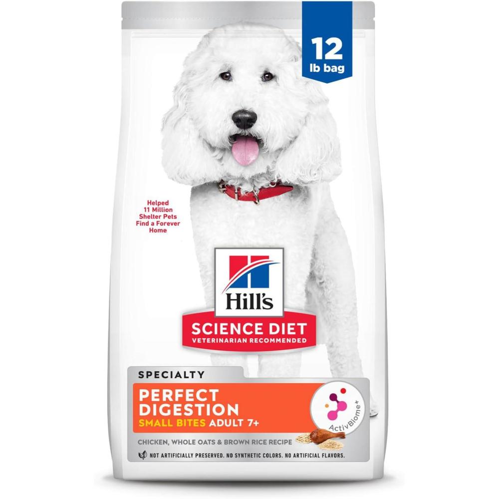 imageHills Science Diet Perfect Digestion Senior Adult 7 Digestive Support Small Kibble Dry Dog Food Chicken Brown Rice amp Whole Oats 12 lb Bag